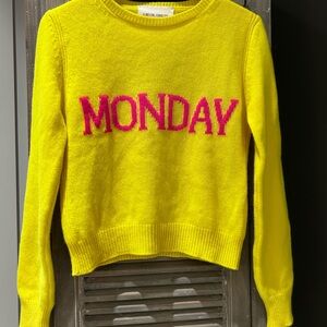 Alberta Ferretti Yellow Crew Neck Sweater with Pink Accents